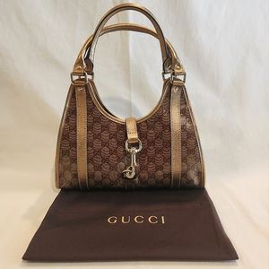 Gucci Original GG Crystal Canvas Bardot Joy Shoulder Bag Small